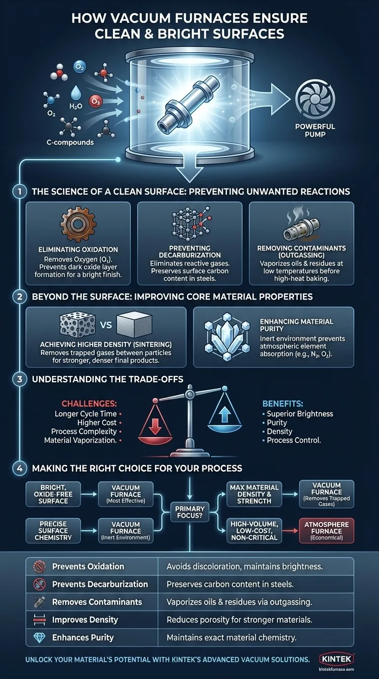 How do vacuum furnaces ensure clean and bright surfaces on materials? Achieve Purity and Precision in Thermal Processing Visual Guide