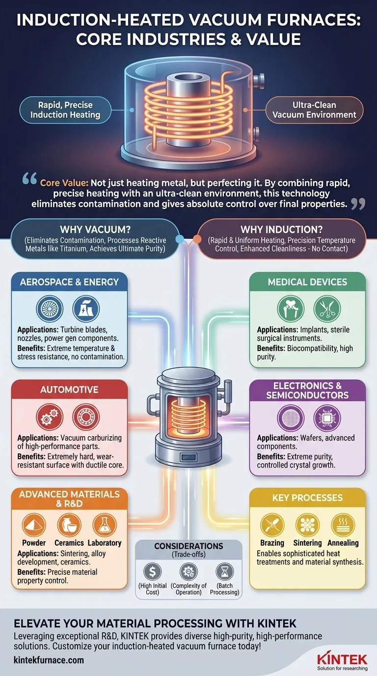 ¿Qué industrias utilizan comúnmente hornos de vacío calentados por inducción? Logre el procesamiento de materiales de alta pureza y alto rendimiento Guía Visual
