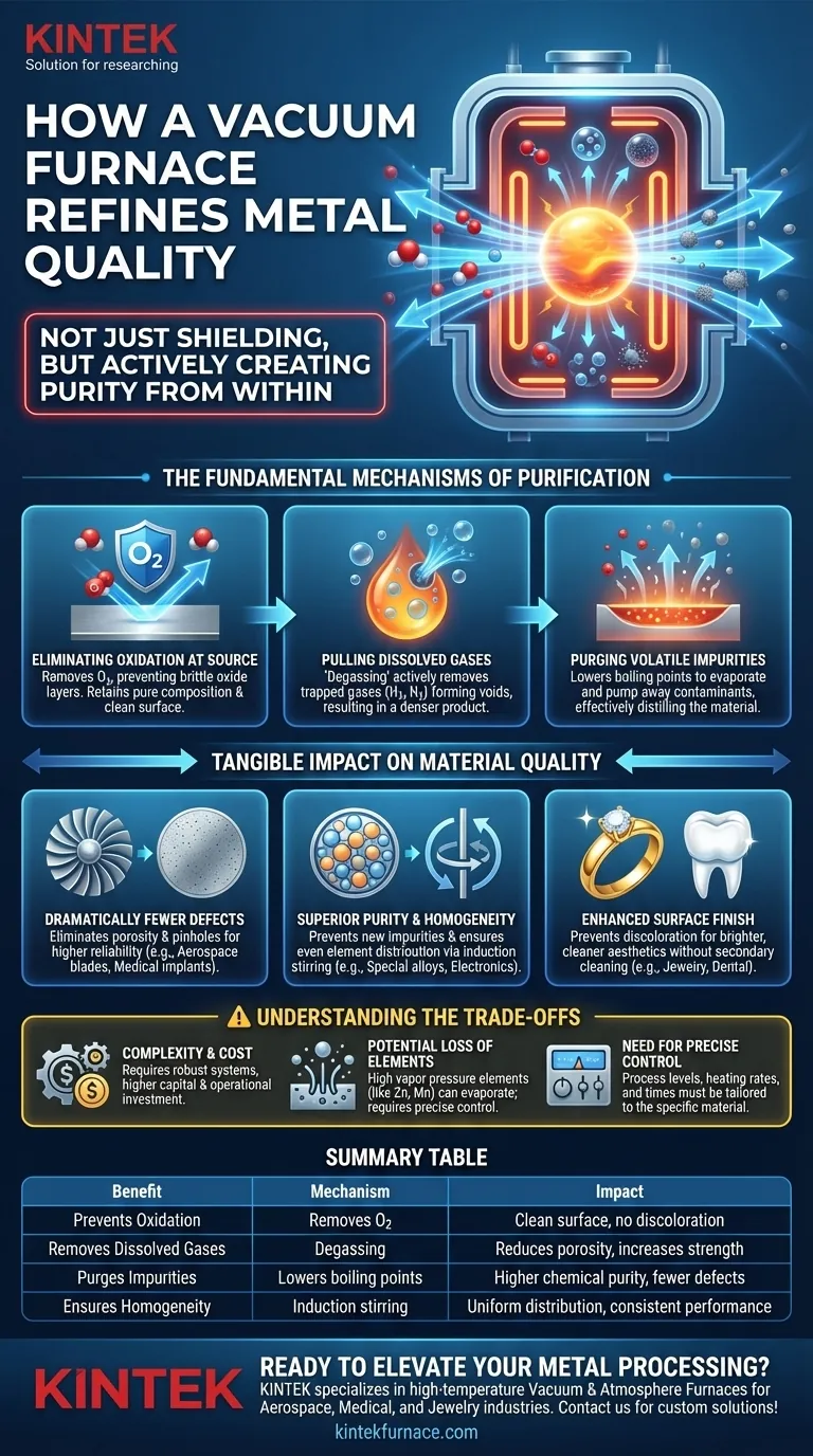 ¿Cómo mejora el entorno de vacío en estos hornos la calidad del metal? Consiga una Pureza y Resistencia Superiores Guía Visual