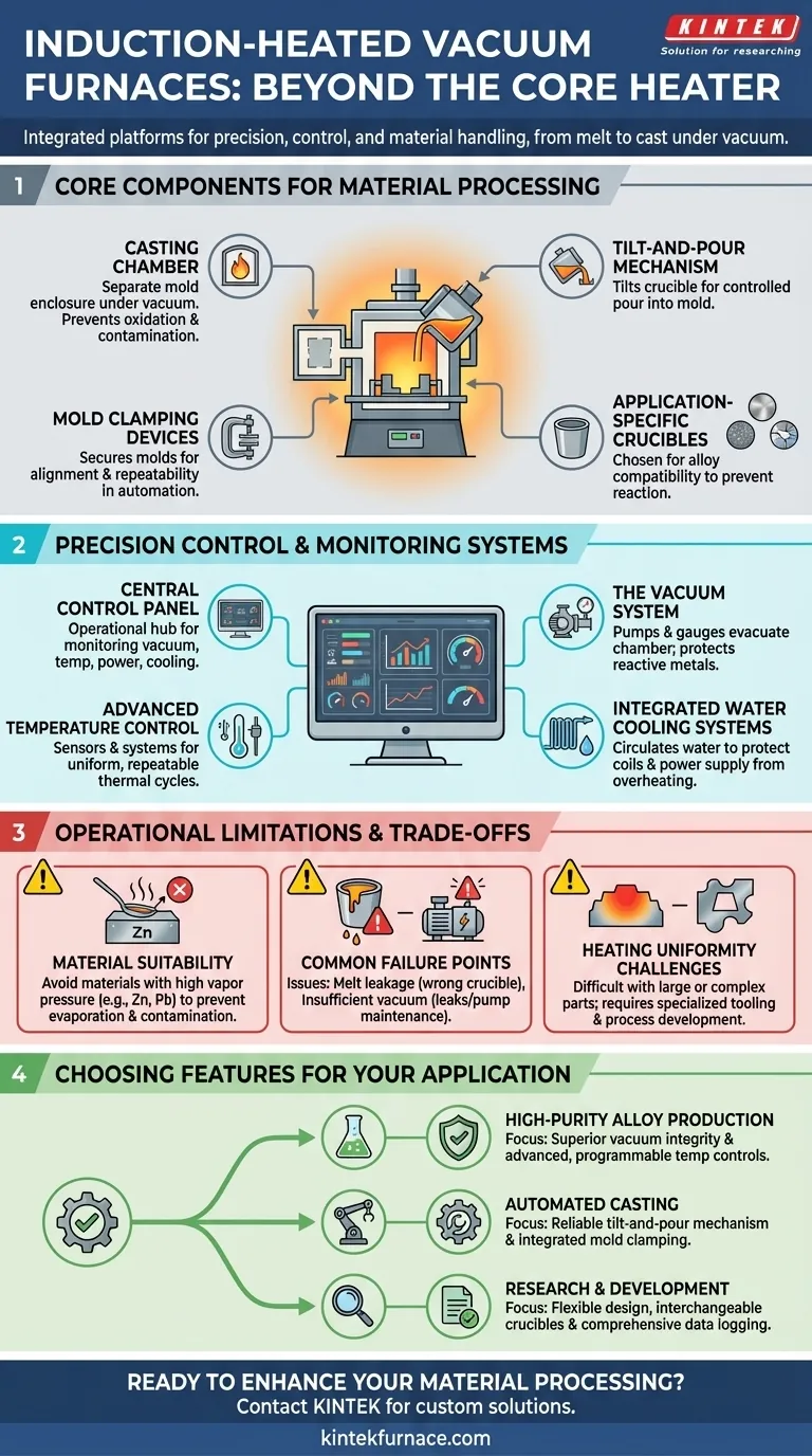 ما هي الميزات الإضافية الموجودة عادةً في الأفران المفرغة التي تعمل بالحث؟ ترقيات أساسية لمعالجة المواد بدقة دليل مرئي