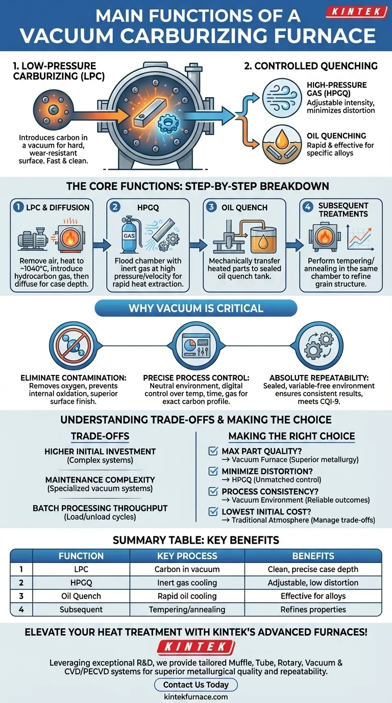 What are the main functions of a vacuum carburizing furnace? Achieve Superior Heat Treatment with Precision Visual Guide