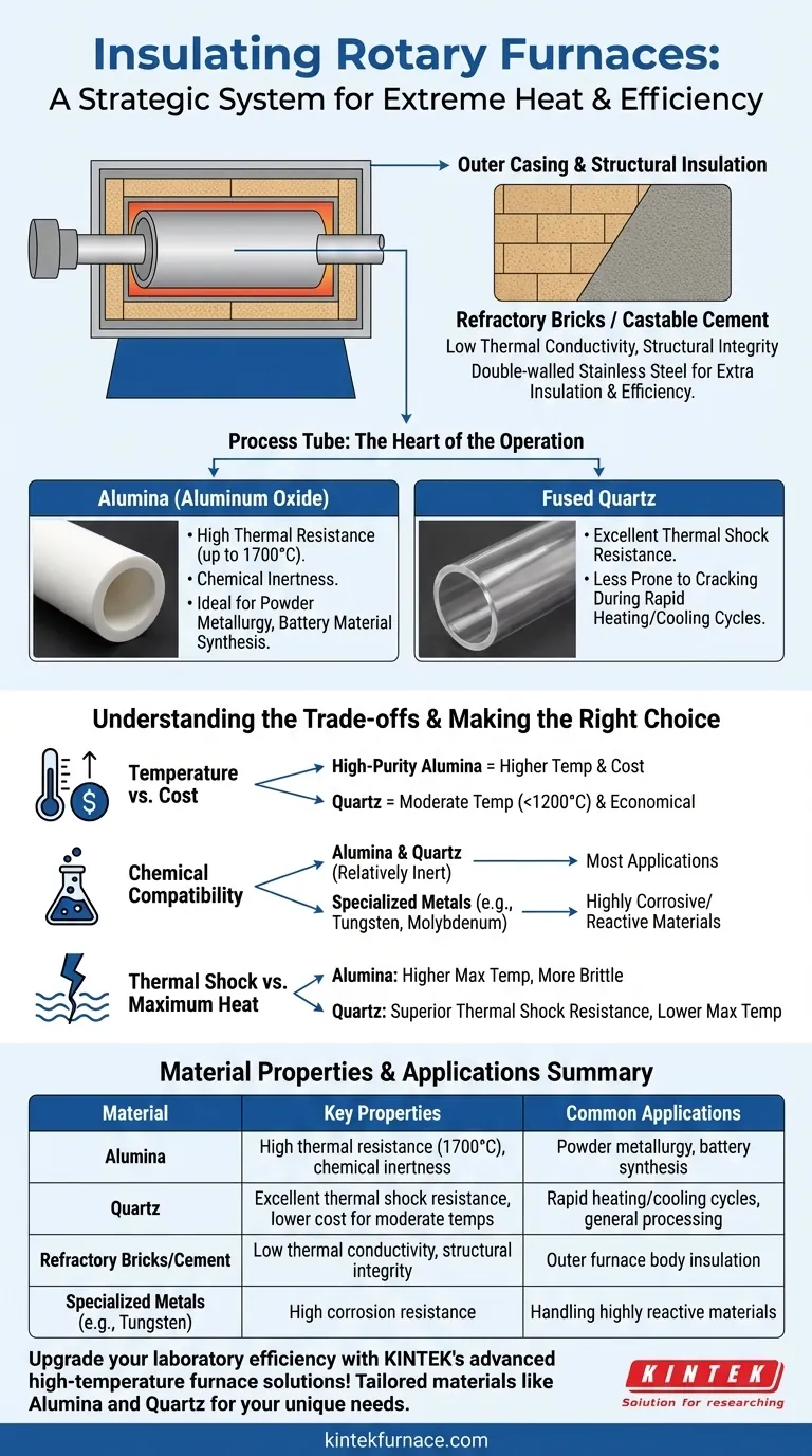 Que materiais são usados para isolar fornos rotativos e porquê? Otimize Seus Processos de Alta Temperatura com Insights de Especialistas Guia Visual