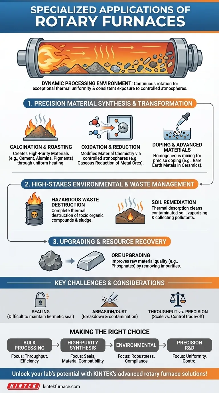 回転炉の特殊な用途にはどのようなものがありますか？材料合成と環境ソリューションにおける精度を解き放つ ビジュアルガイド