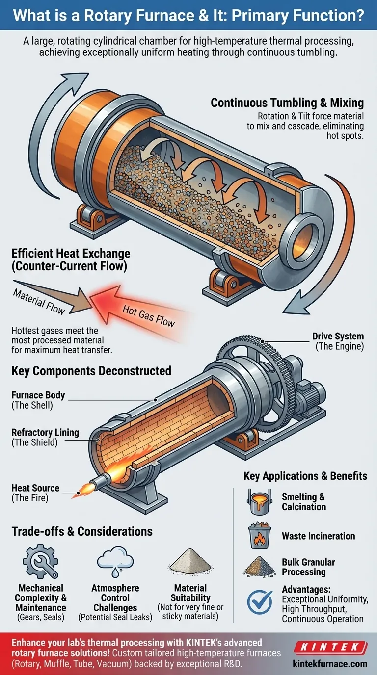 O que é um forno rotativo e qual a sua função principal? Alcançar Processamento de Alta Temperatura Uniforme Guia Visual