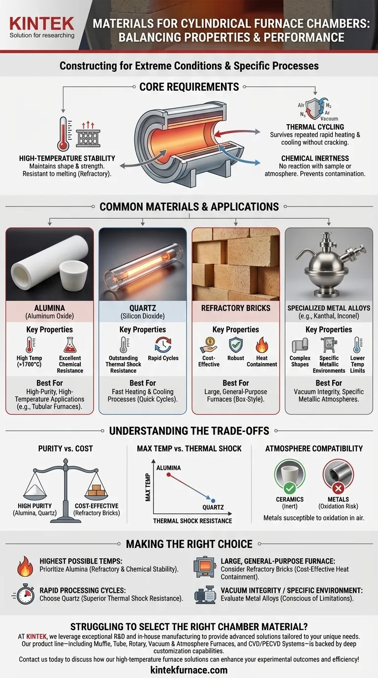 What materials are used to construct the cylindrical chamber and why? Choose the Right Material for Your High-Temperature Needs Visual Guide