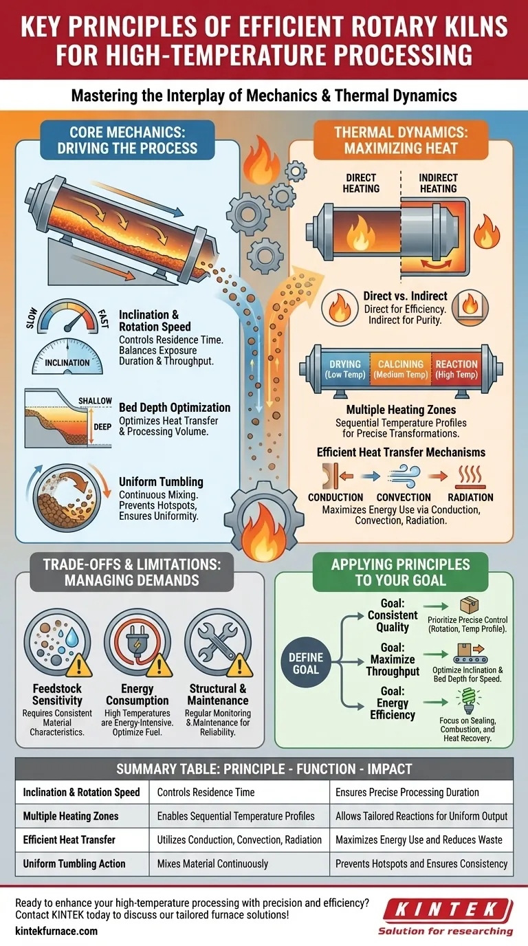 ロータリーキルンを高温処理に効率的たらしめる重要な原則は何ですか？最適な熱処理を実現する ビジュアルガイド