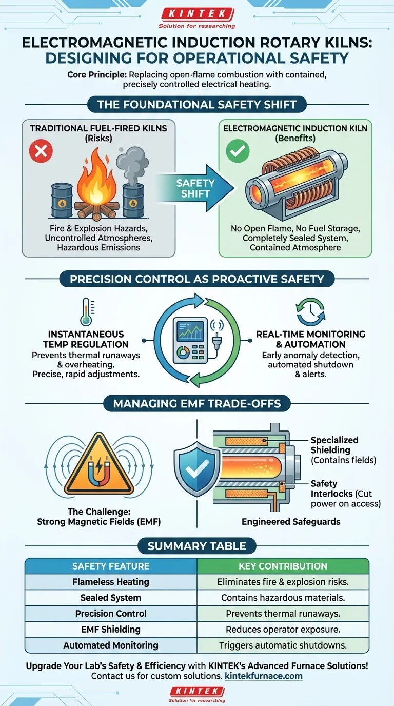 In che modo la progettazione dei forni rotativi a induzione elettromagnetica contribuisce alla sicurezza operativa? Migliora la sicurezza con una tecnologia di riscaldamento avanzata Guida Visiva