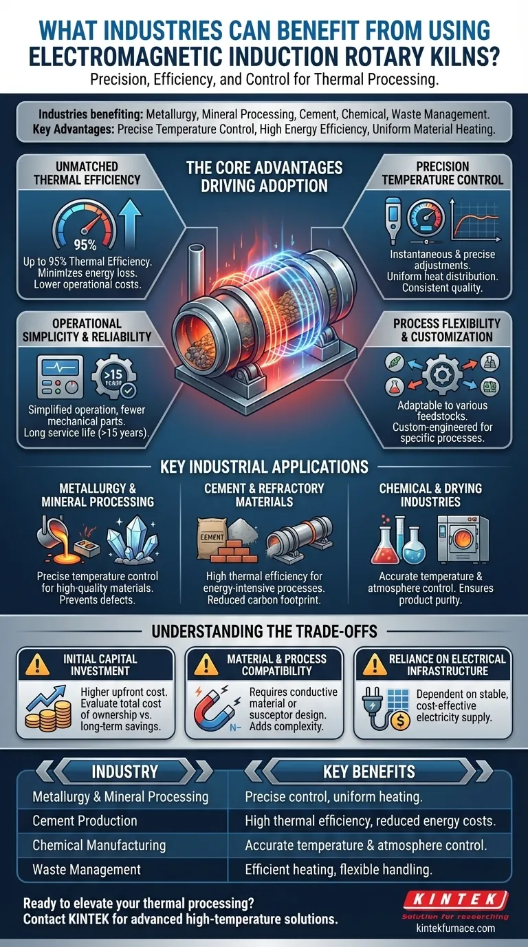Quali settori possono trarre vantaggio dall'uso dei forni rotanti a induzione elettromagnetica? Aumentare l'efficienza e la qualità nella lavorazione termica Guida Visiva
