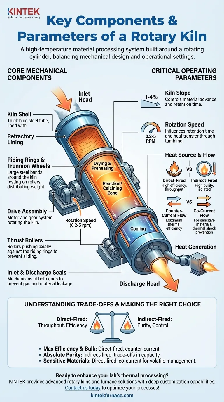 Каковы основные компоненты и параметры вращающейся печи? Оптимизируйте вашу высокотемпературную обработку Визуальное руководство