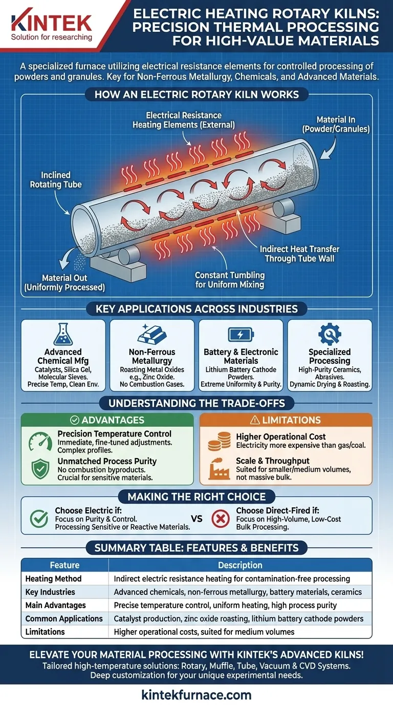 ما هو الفرن الدوار بالتدفئة الكهربائية وما هي الصناعات التي تستخدمه؟ اكتشف التدفئة الدقيقة للمواد عالية النقاء دليل مرئي