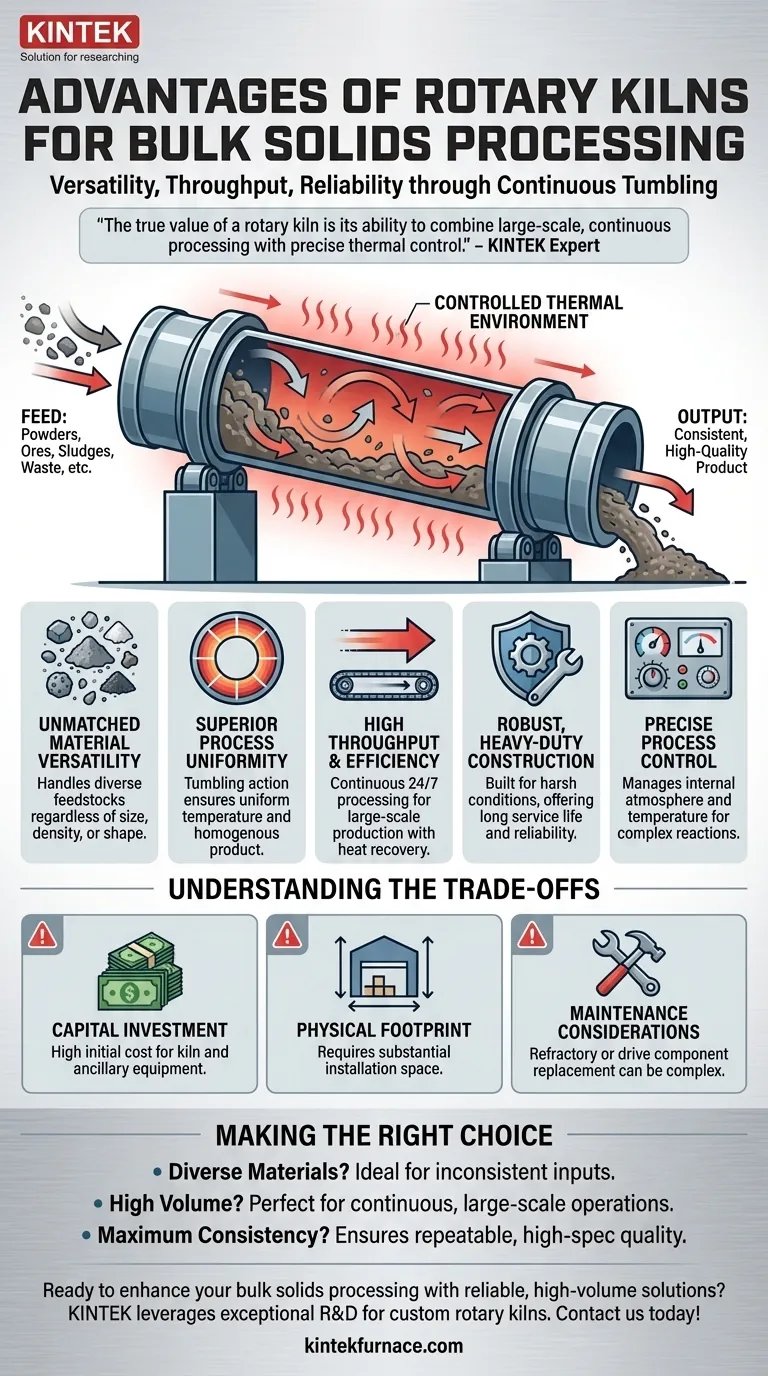 Quais são as principais vantagens de usar fornos rotativos para o processamento de sólidos a granel? Alcançar processamento térmico uniforme e de alto volume Guia Visual