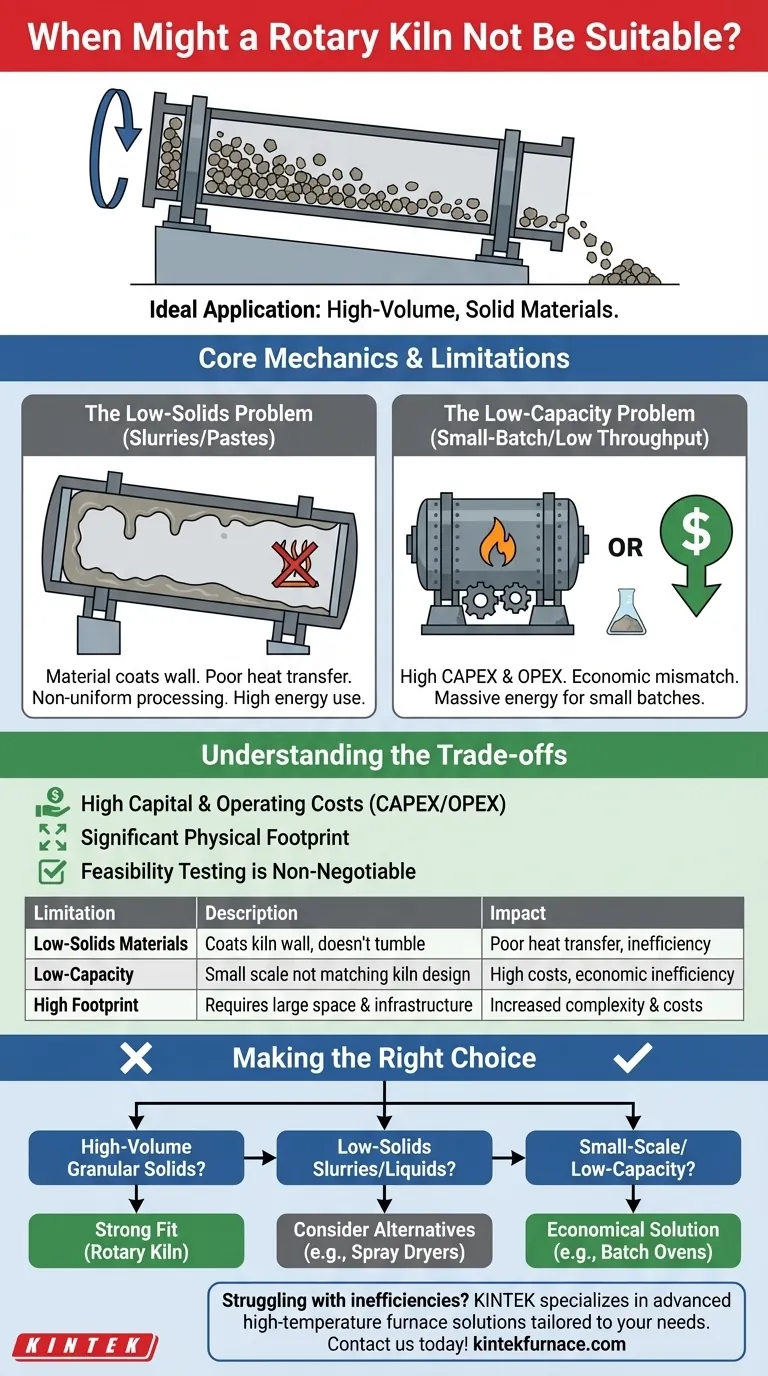 Wann könnte ein Drehrohrofen für eine Anwendung ungeeignet sein? Vermeiden Sie kostspielige Fehlpaarungen in der industriellen Verarbeitung Visuelle Anleitung