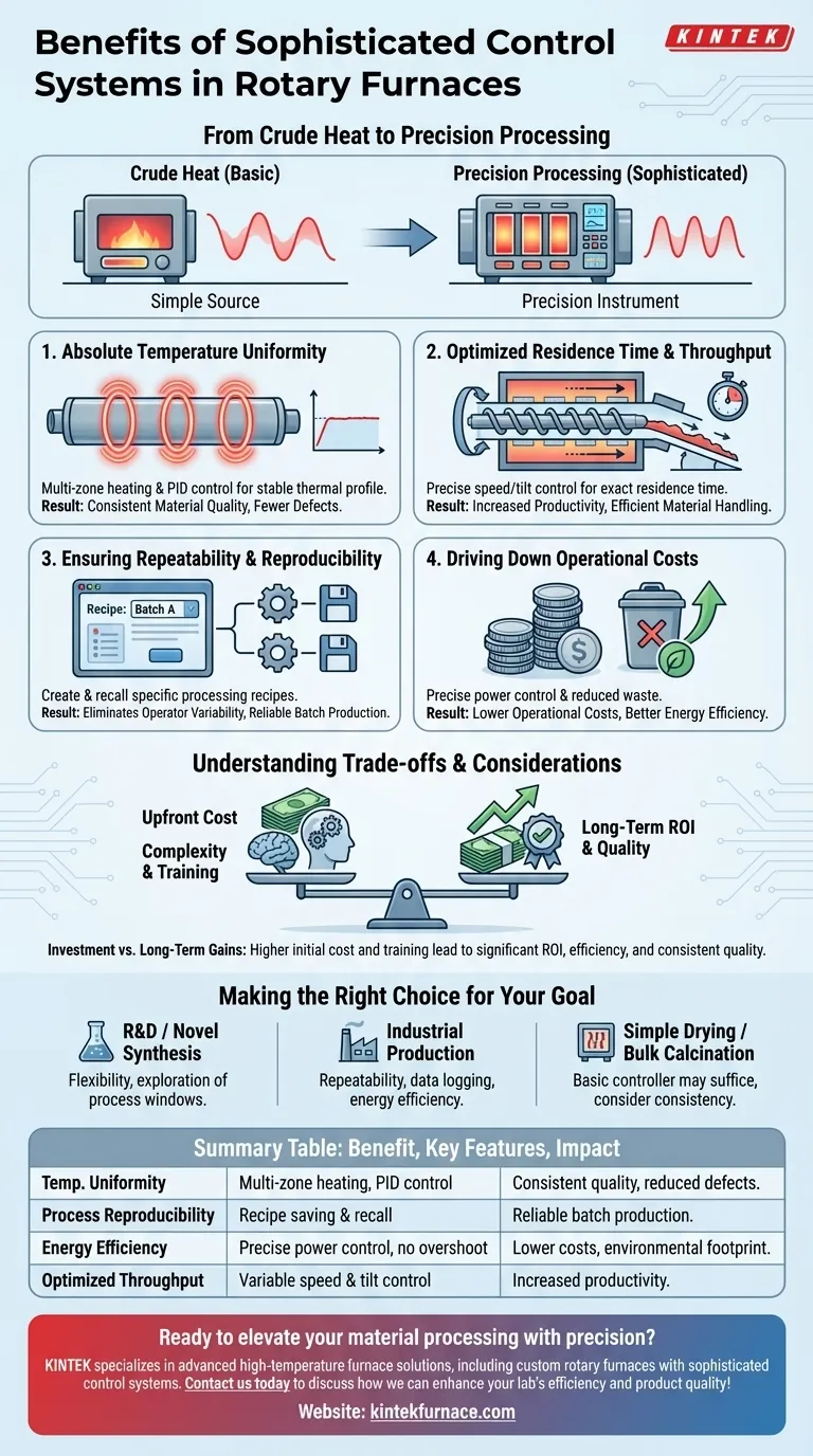 Quais são os benefícios dos sistemas de controle sofisticados em fornos rotativos? Aumente a Qualidade e a Eficiência no Processamento de Materiais Guia Visual
