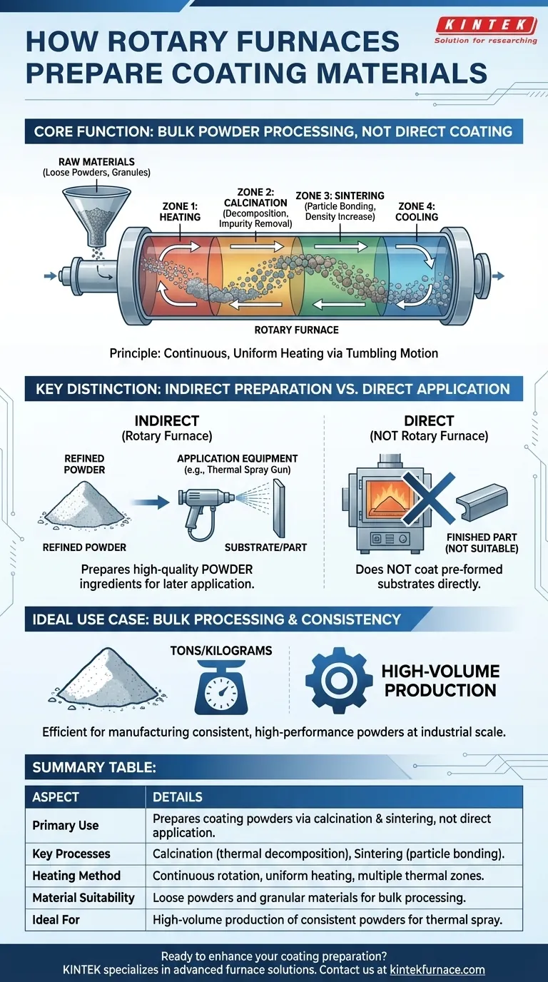 회전로는 코팅 준비에 어떻게 사용됩니까? 내구성 코팅을 위한 벌크 분말 가공 마스터하기 시각적 가이드