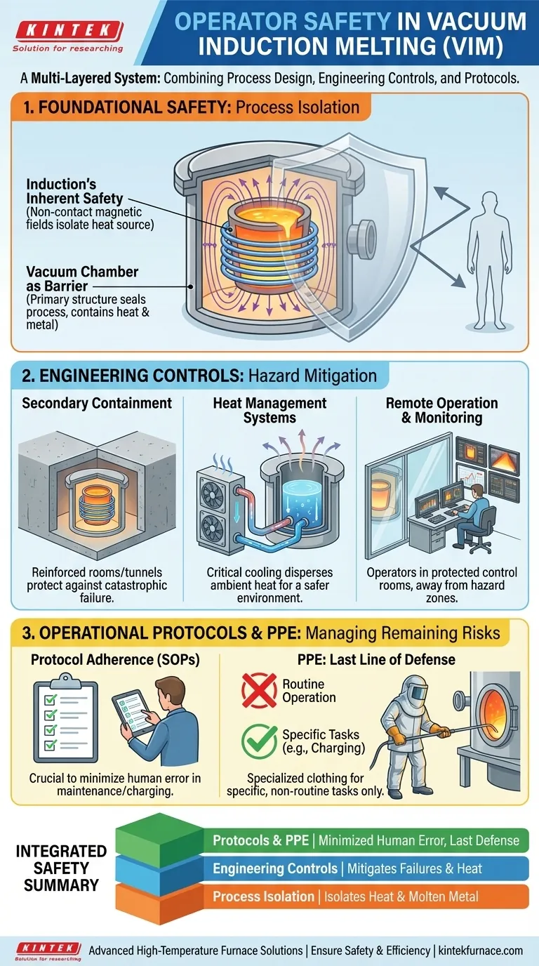 Comment la sécurité de l'opérateur est-elle assurée pendant le processus de fusion par induction sous vide ? Découvrez une protection multicouche pour votre laboratoire Guide Visuel