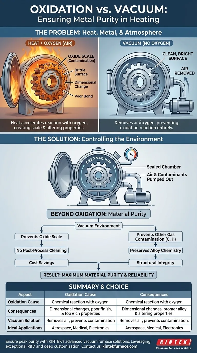 Warum ist Oxidation beim Erhitzen von Metallen ein Problem und wie begegnet ein Vakuumofen diesem? Gewährleistung von Reinheit und Leistung Visuelle Anleitung
