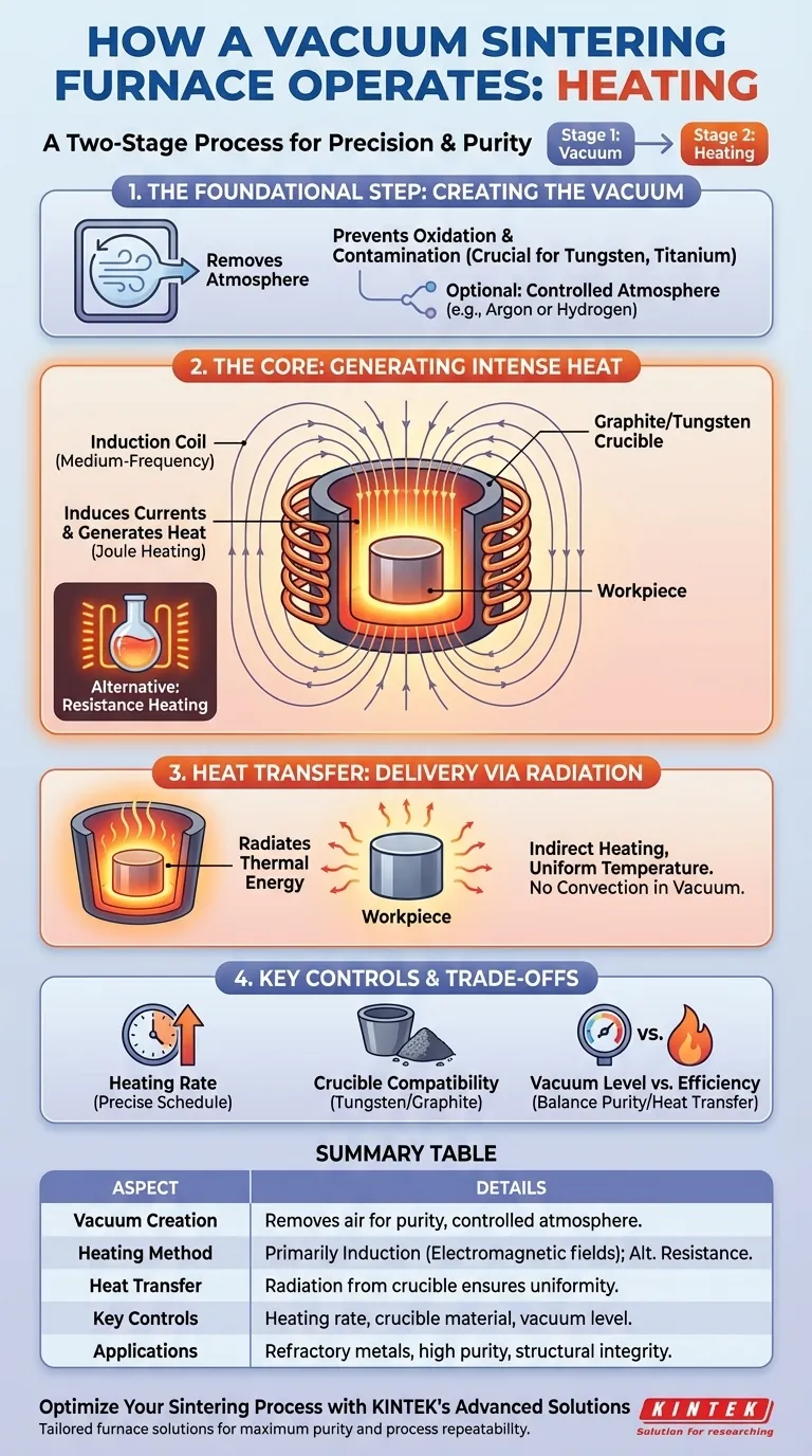 진공 소결로의 가열은 어떤 방식으로 작동합니까? 우수한 재료를 위한 정밀 소결 마스터하기 시각적 가이드