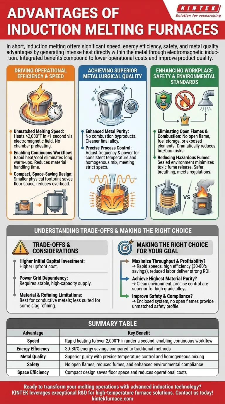 What are the advantages of using induction melting furnaces? Boost Efficiency, Quality, and Safety Visual Guide