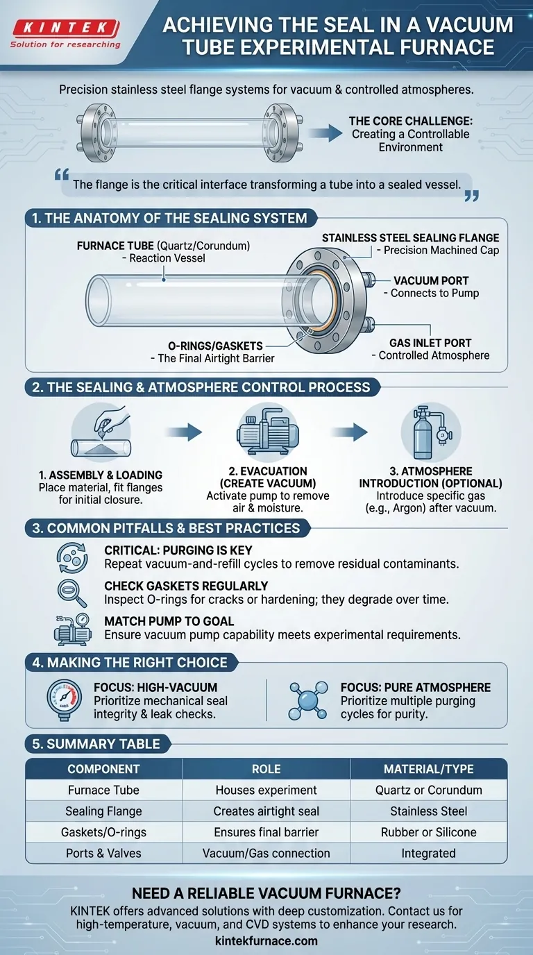 كيف يتم تحقيق شرط الإغلاق في فرن أنبوبي تجريبي يعمل بالمكنسة الكهربائية؟ إتقان التحكم الدقيق في الغلاف الجوي دليل مرئي