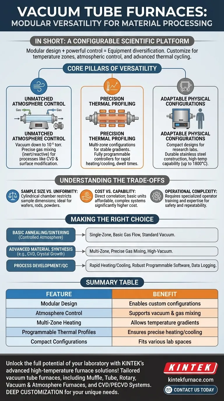 ¿Qué hace que los hornos de tubo de vacío destaquen en términos de diversificación de equipos? Descubra su diseño modular y control de precisión Guía Visual