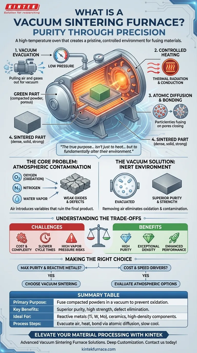 Qu'est-ce qu'un four de frittage sous vide et quel est son objectif principal ? Obtenez des matériaux denses de haute pureté avec précision Guide Visuel