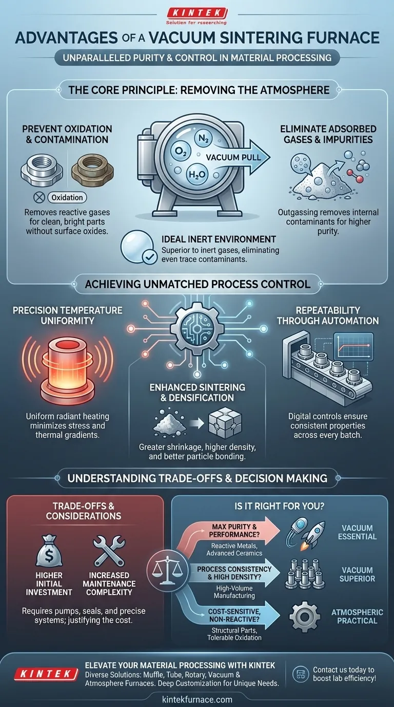 What are the advantages of using a vacuum sintering furnace? Achieve Purity and Precision in Material Processing Visual Guide