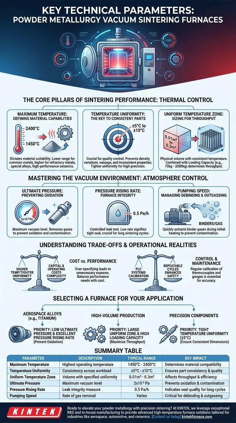 Quels sont les paramètres techniques clés des fours de frittage sous vide pour la métallurgie des poudres ? Optimisez votre processus de frittage Guide Visuel