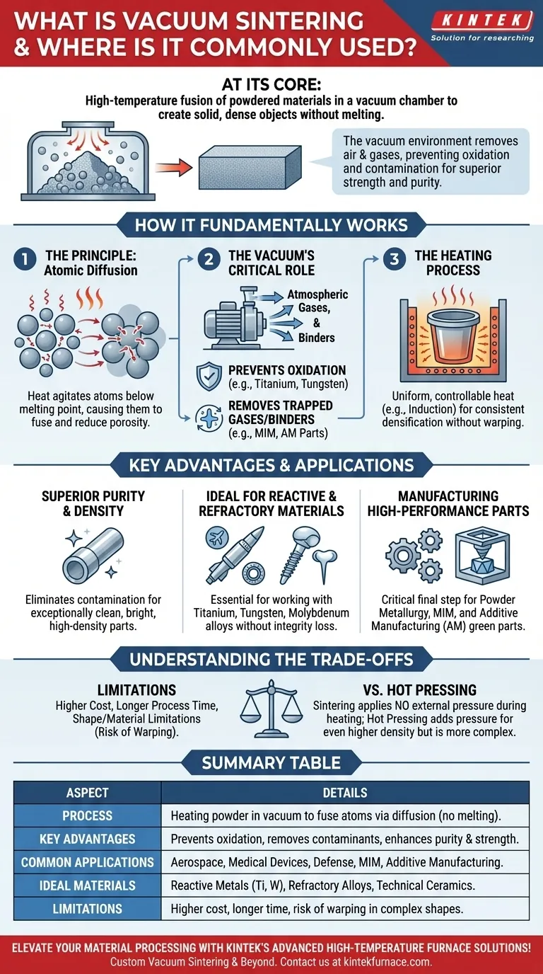Qu'est-ce que le frittage sous vide et où est-il couramment utilisé ? Découvrez le traitement des matériaux de haute pureté Guide Visuel