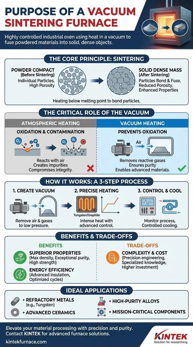 What is the purpose of a vacuum sintering furnace? Create High-Performance Parts with Superior Purity Visual Guide