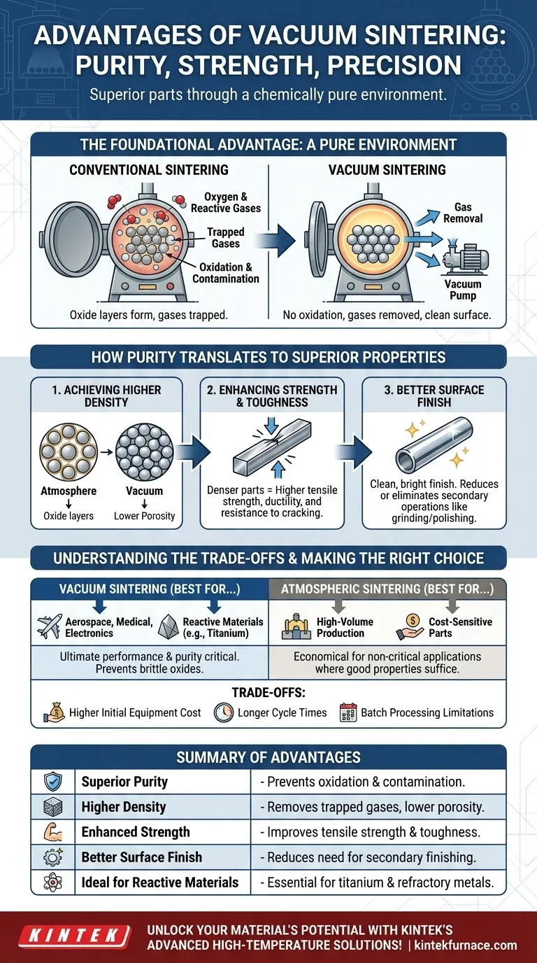 What are the advantages of vacuum sintering over other sintering methods? Achieve Superior Purity and Strength for Your Parts Visual Guide