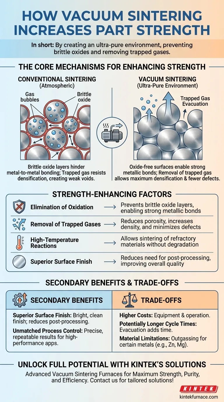 Wie steigert das Sintern unter Vakuum die Festigkeit gesinterter Bauteile? Erhöhung der Dichte und Reinheit für überlegene Leistung Visuelle Anleitung
