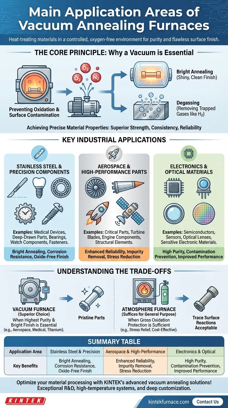Quais são as principais áreas de aplicação dos fornos de recozimento a vácuo? Essencial para o Processamento de Materiais de Alta Pureza Guia Visual