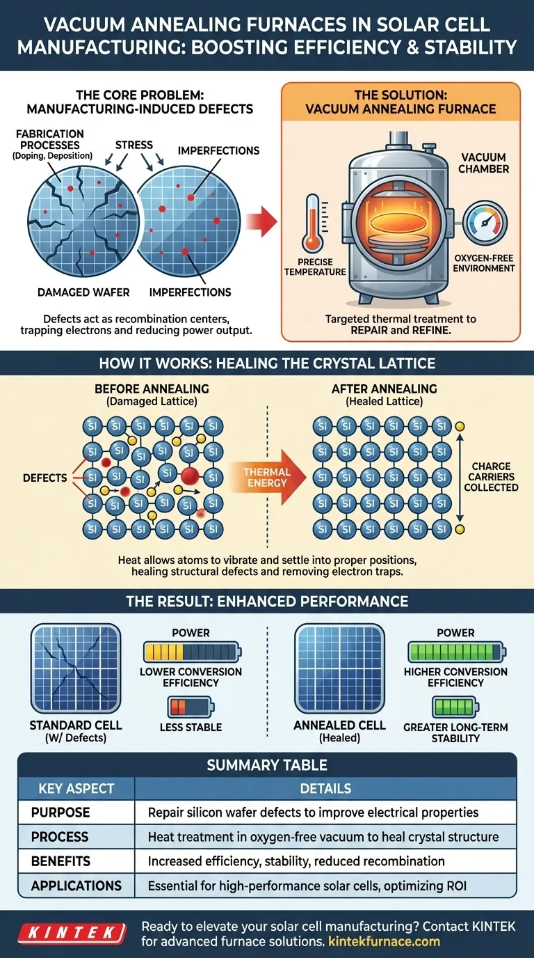 ¿Cómo se utilizan los hornos de recocido al vacío en la fabricación de células solares? Aumente la eficiencia con un tratamiento térmico de precisión Guía Visual