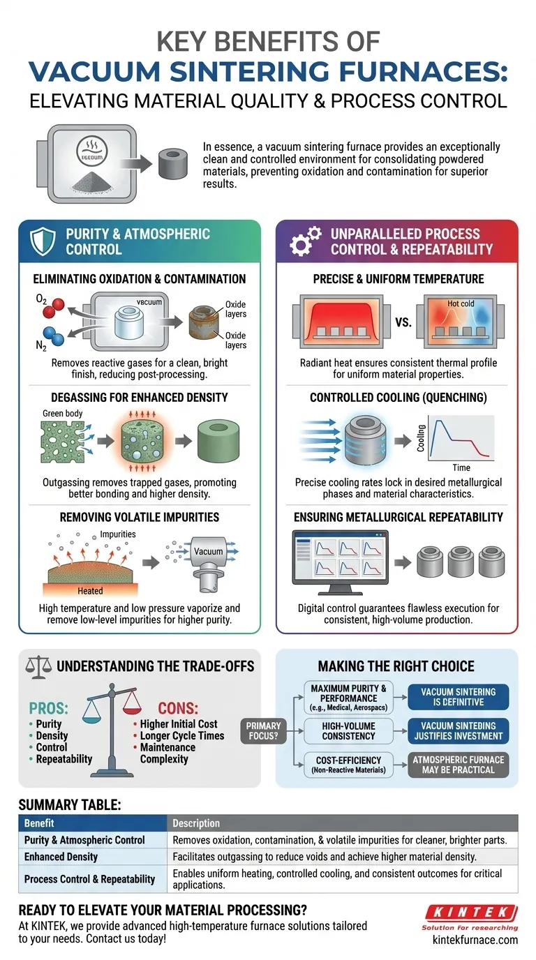 Was sind die Hauptvorteile der Verwendung eines Vakuumsinterofens? Erzielen Sie überlegene Materialreinheit und Prozesskontrolle Visuelle Anleitung