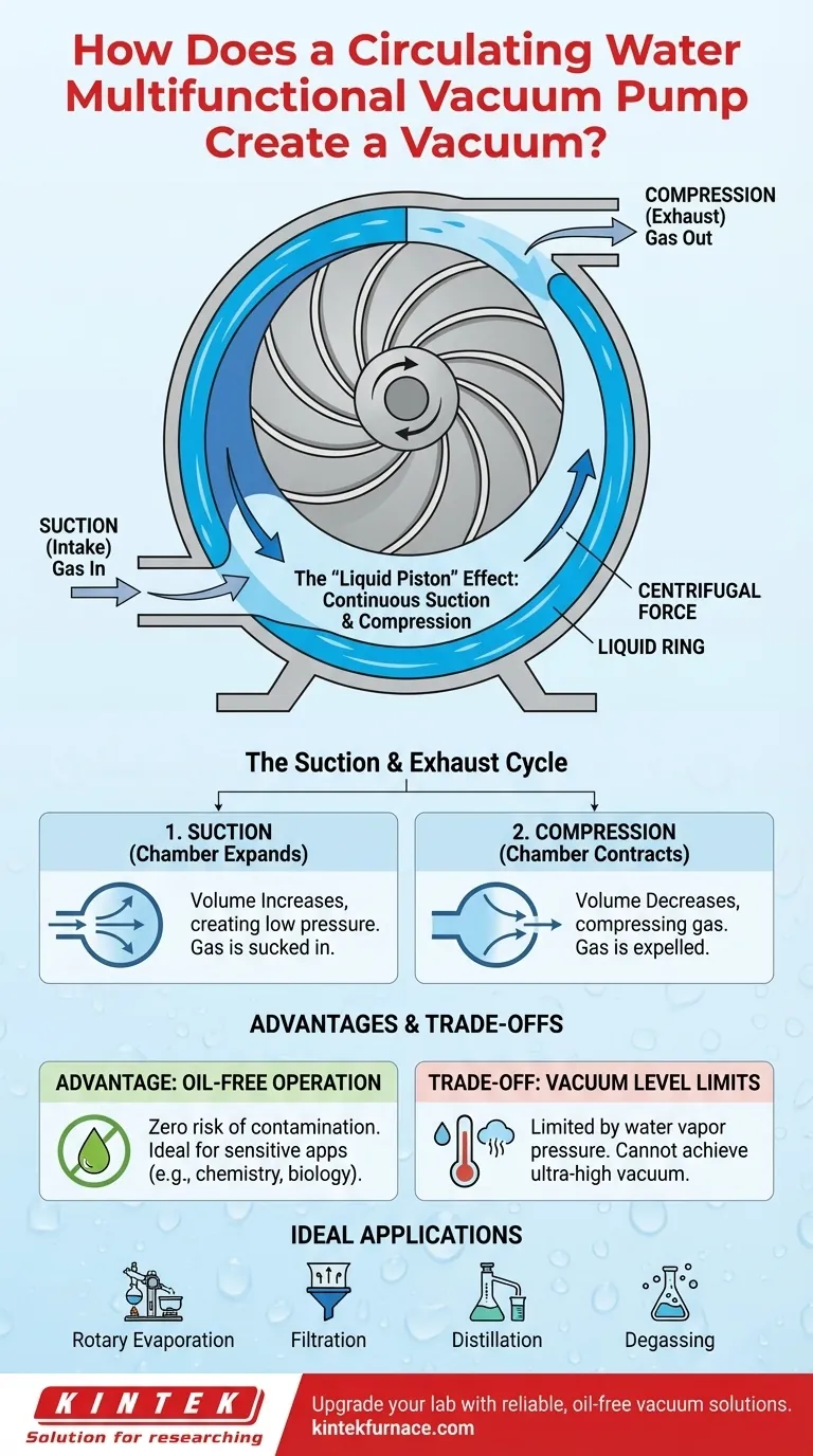 ¿Cómo crea vacío la bomba de vacío multifuncional de agua circulante? Descubra su mecanismo sin aceite Guía Visual