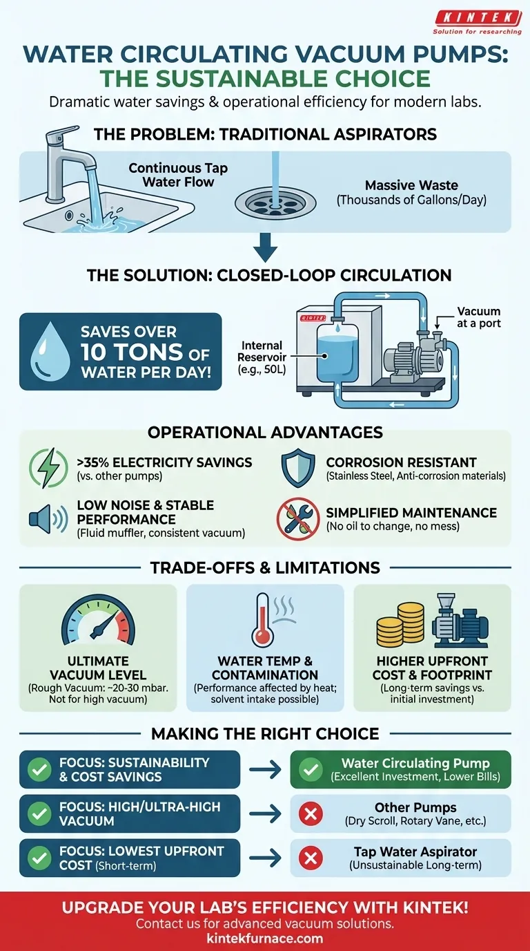 ¿Cuál es el beneficio de ahorro de agua de usar una bomba de vacío de circulación de agua? Ahorre más de 10 toneladas de agua al día Guía Visual