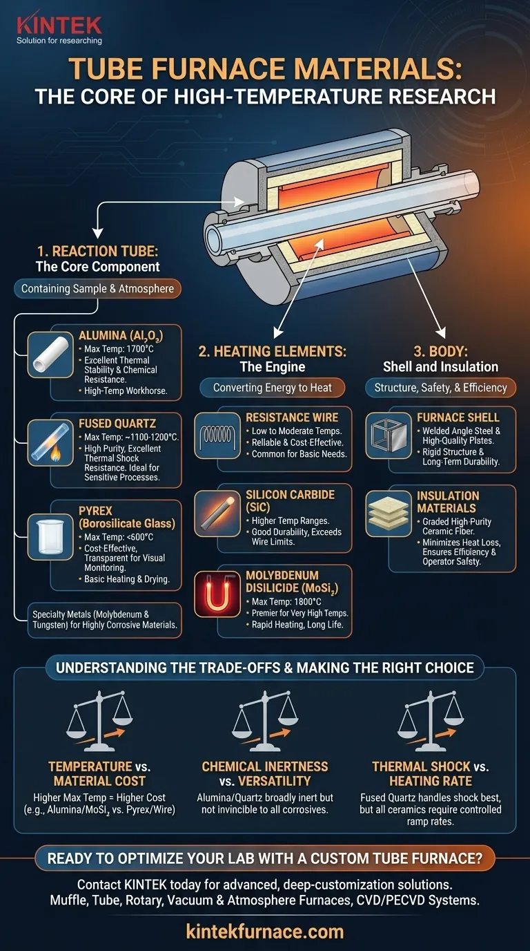 ¿Qué materiales se utilizan en los hornos tubulares? Componentes clave para el éxito del laboratorio a alta temperatura Guía Visual