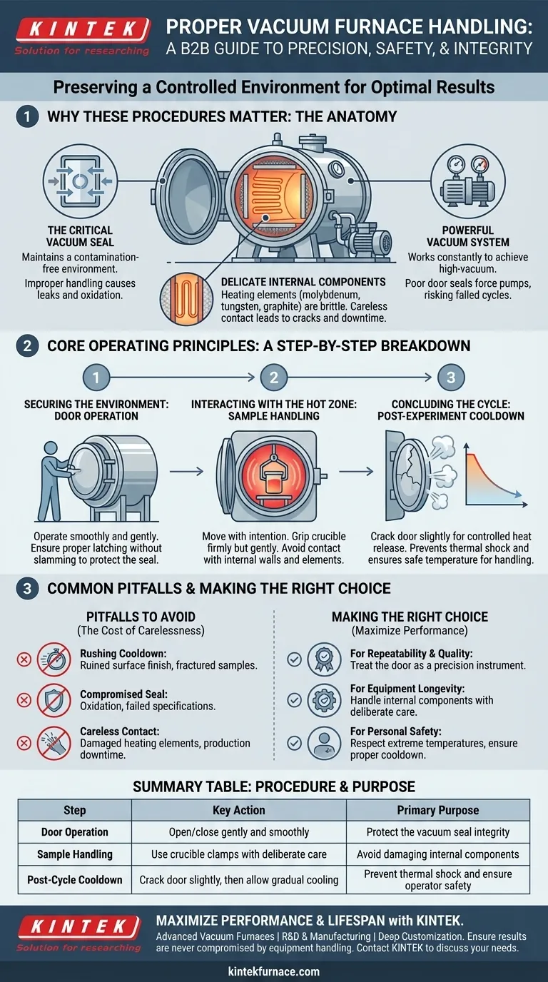 진공로 도어 및 시료 취급에 대한 적절한 절차는 무엇입니까? 공정 무결성 및 안전 보장 시각적 가이드