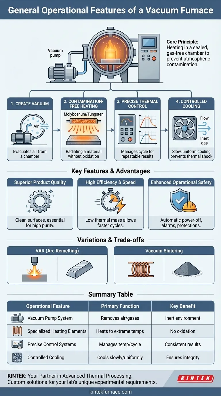 What are the general operational features of a vacuum furnace? Achieve Superior Material Purity & Precision Visual Guide