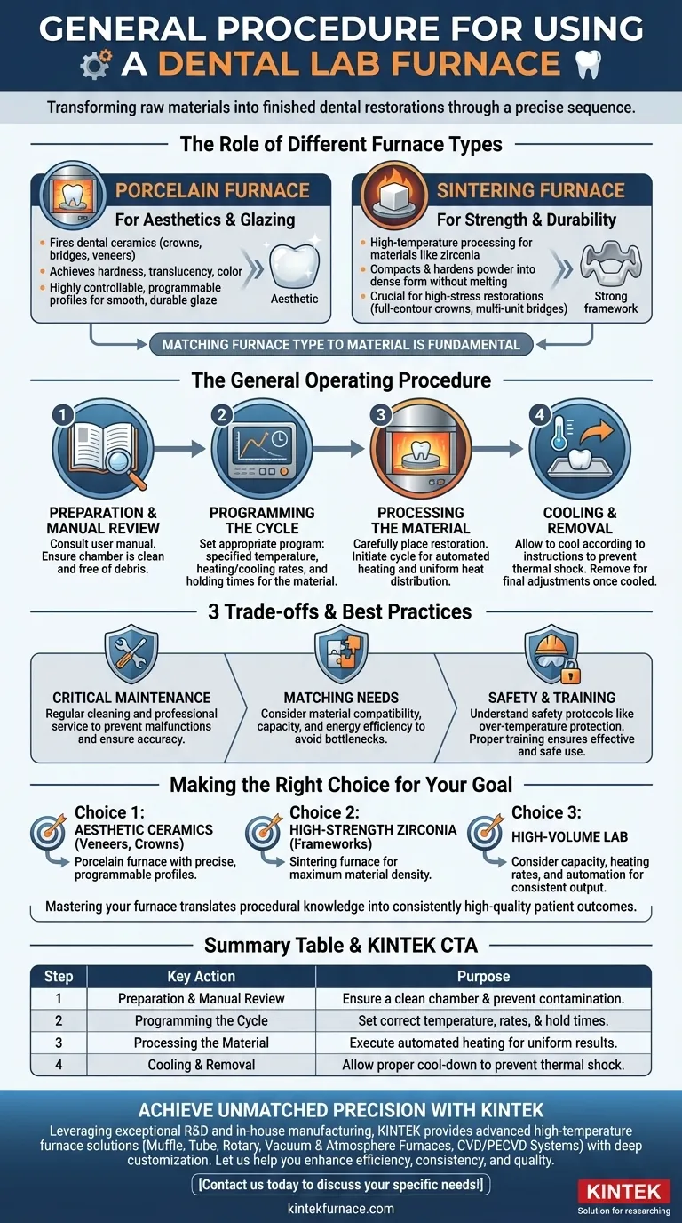 What is the general procedure for using a dental lab equipment furnace? A Step-by-Step Guide Visual Guide