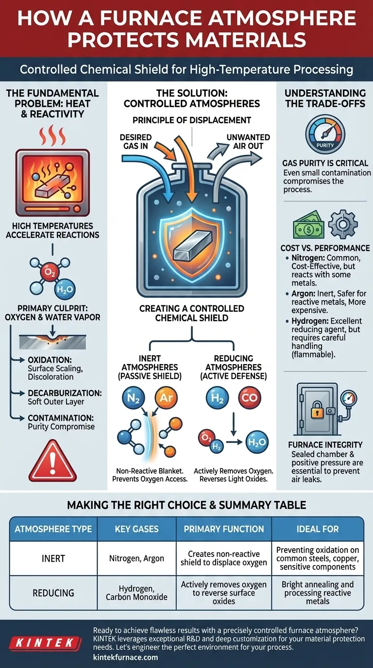How does a furnace atmosphere protect materials from surface reactions? Master Controlled Heat Treatment Visual Guide