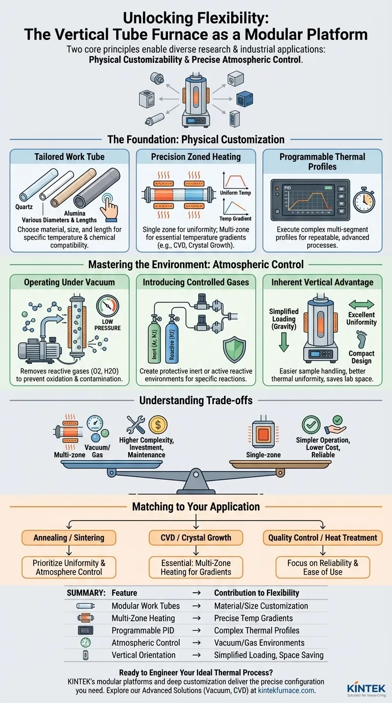 Quais características contribuem para a flexibilidade e diversidade de um forno tubular vertical? Adapte o seu processo térmico Guia Visual
