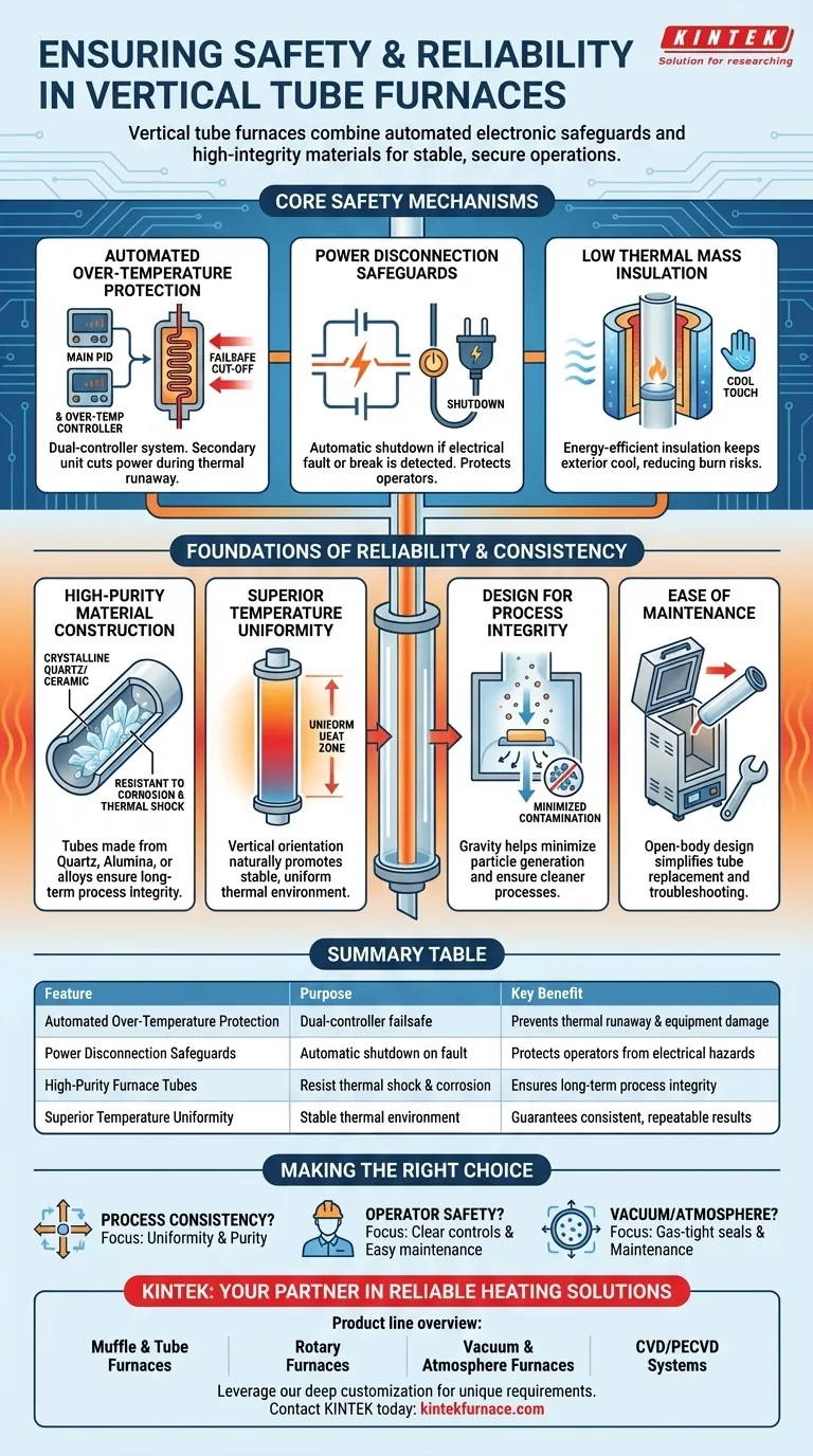 What safety and reliability features are incorporated into a vertical tube furnace? Ensuring Safe, Consistent High-Temp Processing Visual Guide