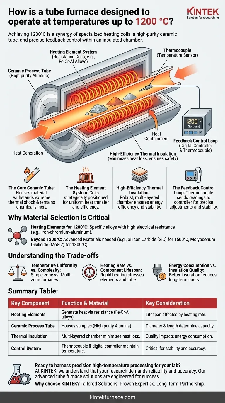 How is a tube furnace designed to operate at 1200°C? Precision Engineering for Extreme Heat Visual Guide