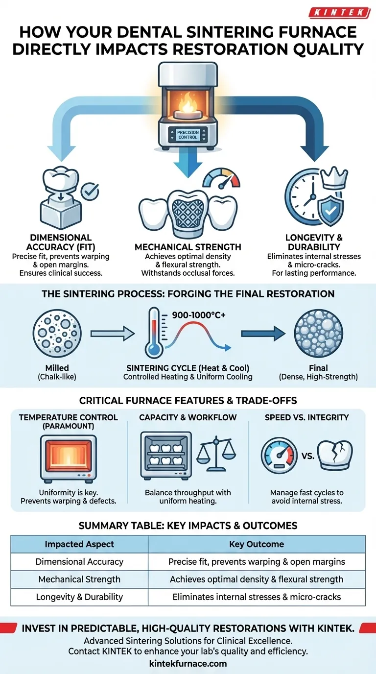 Welche Aspekte einer zahnärztlichen Restauration werden direkt durch die Wahl eines zahnärztlichen Sinterofens beeinflusst? Sicherstellung von Passform, Festigkeit und Langlebigkeit Visuelle Anleitung