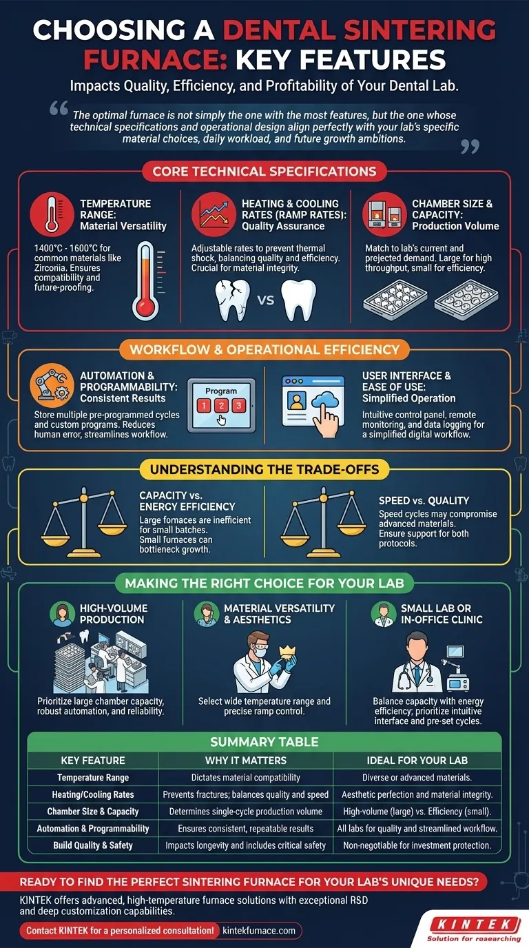 Welche Schlüsselfunktionen sollten bei der Auswahl eines Dentalsinterofens berücksichtigt werden? Optimieren Sie Zirkonoxidqualität & Laboreffizienz Visuelle Anleitung