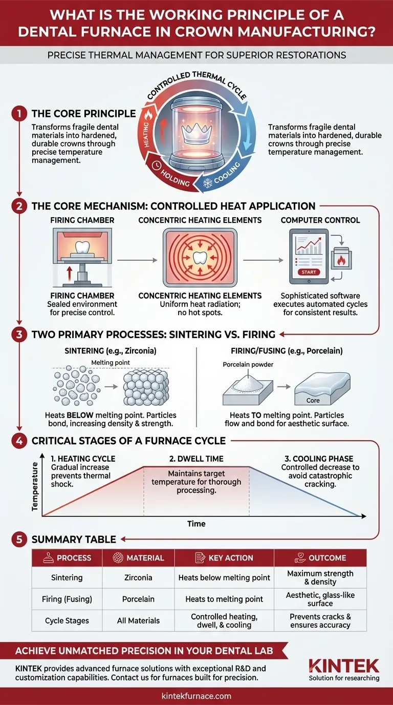 What is the working principle of a dental furnace? Mastering Precision Sintering & Firing for Crowns Visual Guide