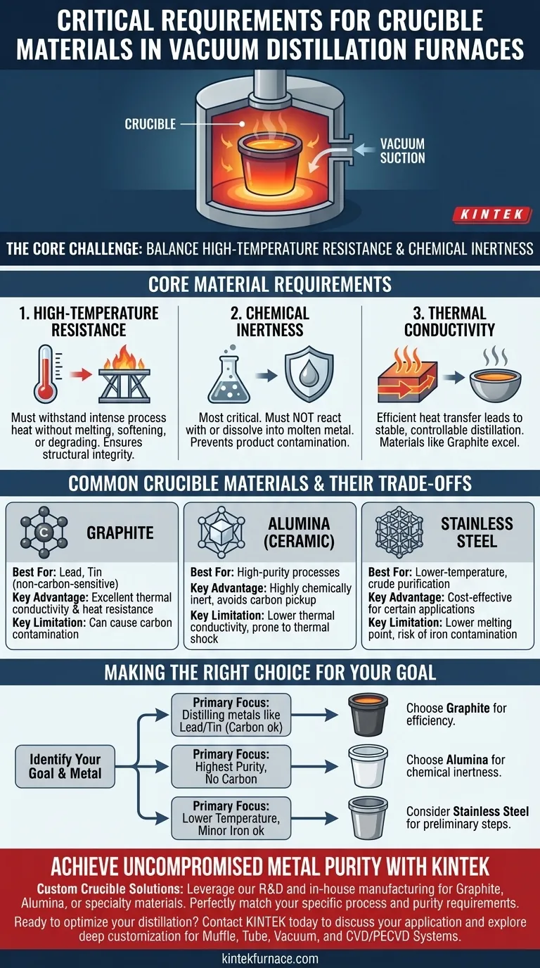 Was sind die kritischen Anforderungen an Tiegelmaterialien? Gewährleistung der Metallreinheit bei der Vakuumdestillation Visuelle Anleitung