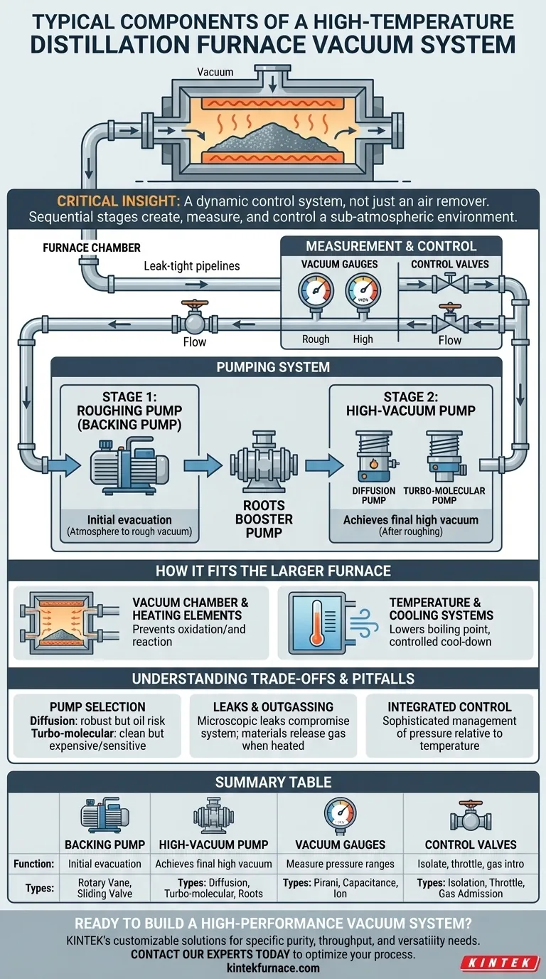 高温蒸馏炉使用的真空系统通常包含哪些组件？确保工艺精度 图解指南