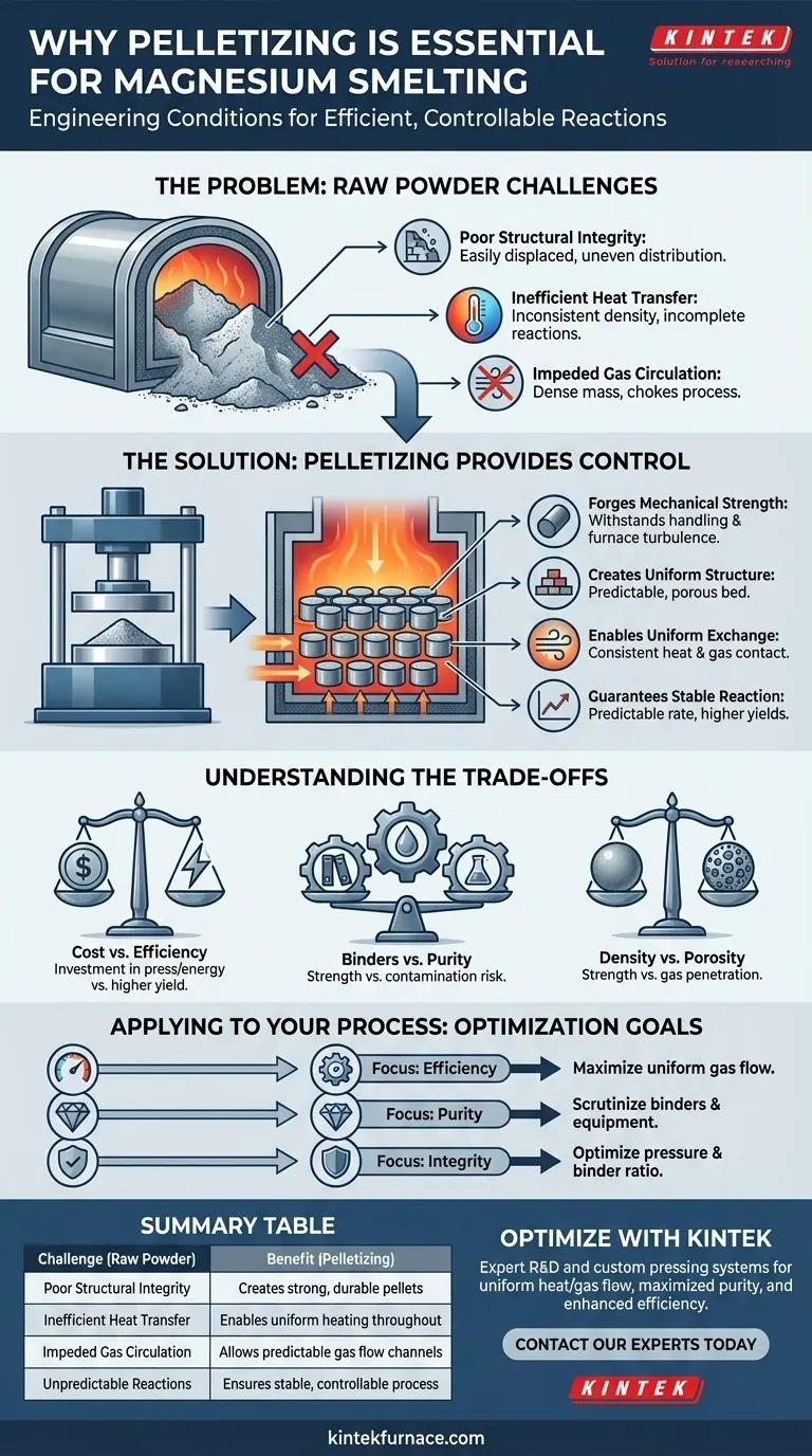 Perché sono necessari una pressa e stampi per la pellettizzazione quando si preparano i pellet per la fusione del magnesio? Garantire efficienza e controllo della fusione Guida Visiva